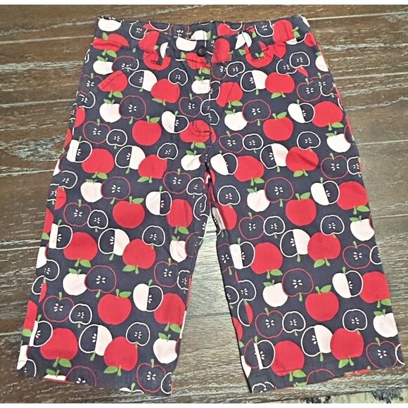 Gymboree Girls Apple Print Navy Cotton  Bermuda Shorts Size 9 - Picture 1 of 6